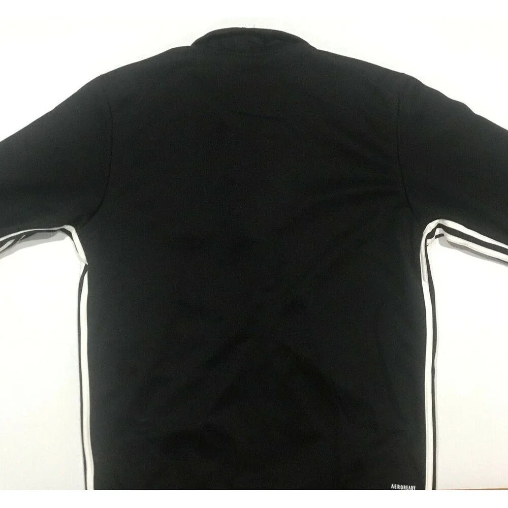 Adidas Transitional Track Jacket Zippered 3 Stripes Black Gameday Men's L